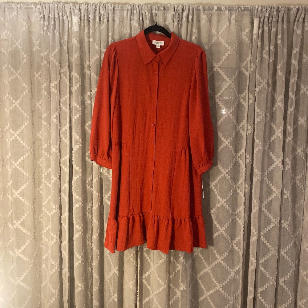 Collared drop waist shirt dress